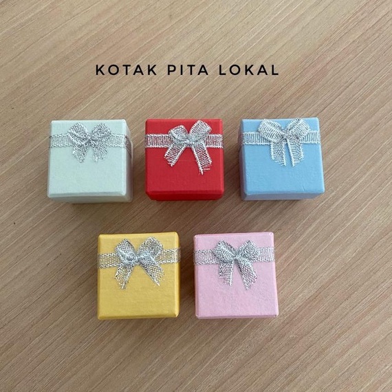 Kotak cincin single motif pita lucu cocok untuk kado hadiah cewek pacar