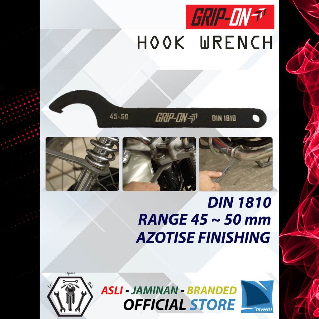 Kunci Komstir / Shock Breaker / Knalpot 45 ~ 50 mm - Hook Wrench GRIP-ON