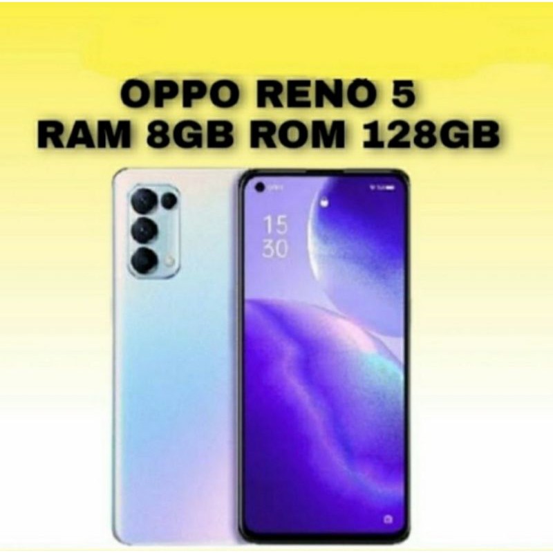 HP OPPO RENO 5 RAM 8 GB INTERNASIONAL 128 GB ( RENO5 8/128GB) GARANSI RESMI -NFC HITAM