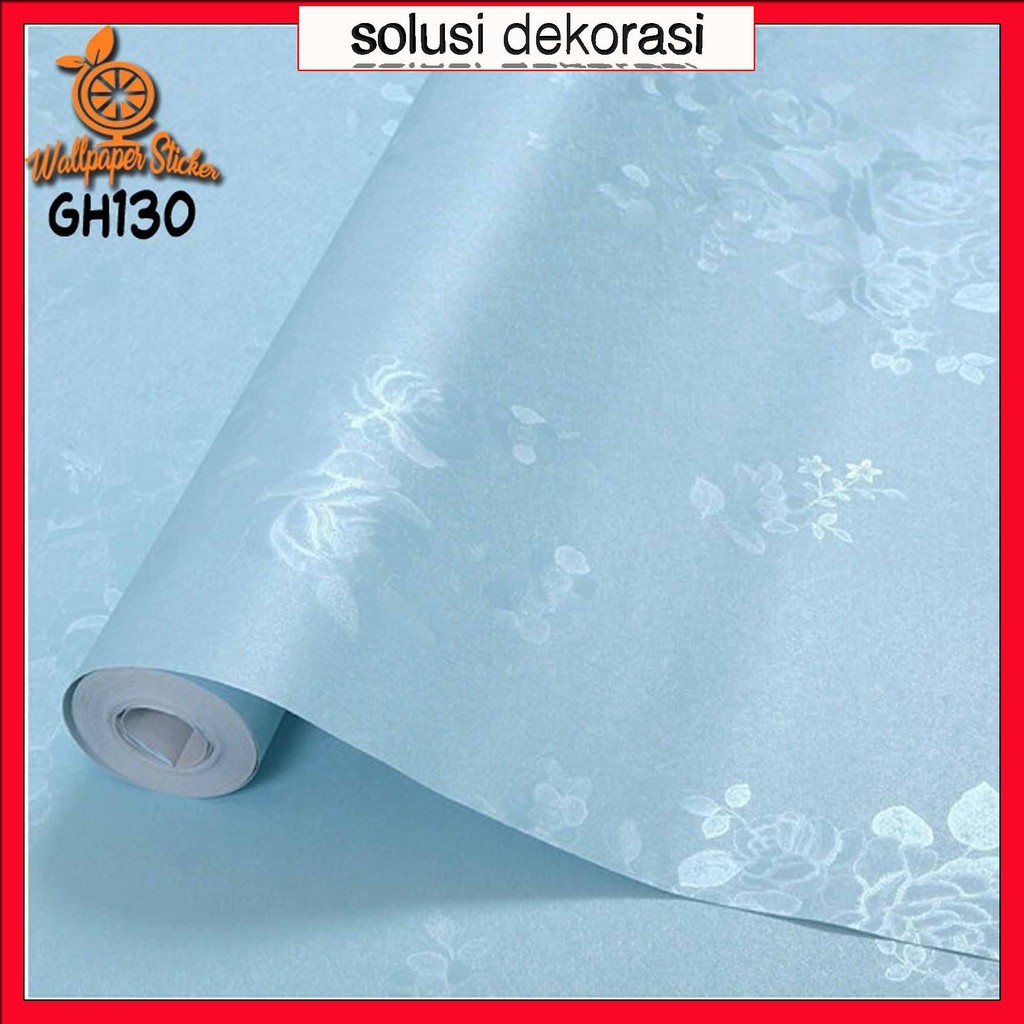 BLUE ROSE FLOWER - WALLPAPER STIKER DINDING ANTI AIR 45CM X 10M - SOLUSI DEKORASI