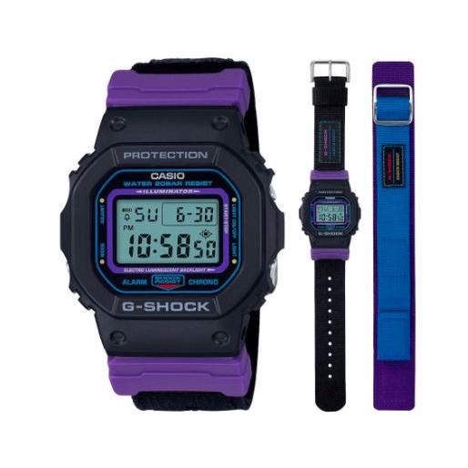 JAM TANGAN PRIA G-SHOCK DW-5600THS KANVAS NYLON BIRU UNGU ORIGINAL