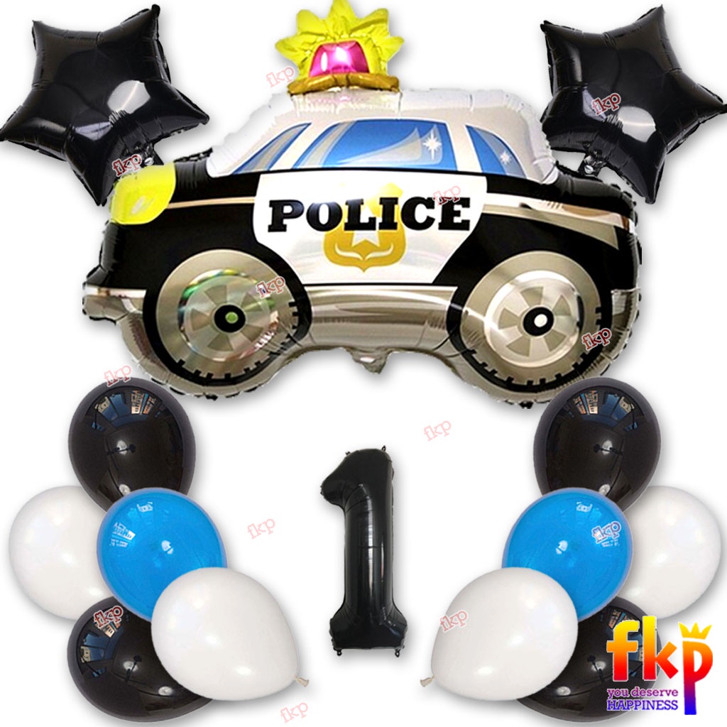 FUN KIDS PARTY Paket Dekorasi Simpel Polisi Ulang Tahun Anak Laki / Mobil Pahlawan Dekorasi Set Ulta