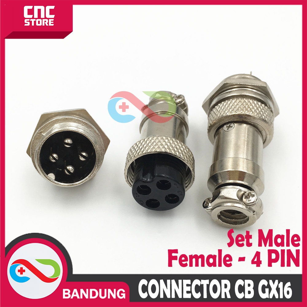 AVIATION PLUG CONNECTOR CB GX16 16MM SET MALE FEMALE - 4 PIN