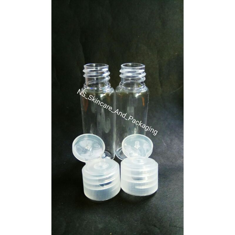 Botol fliptop 20ml / Botol PET 20 ml Natural Fliptop ( Tutup Natural )