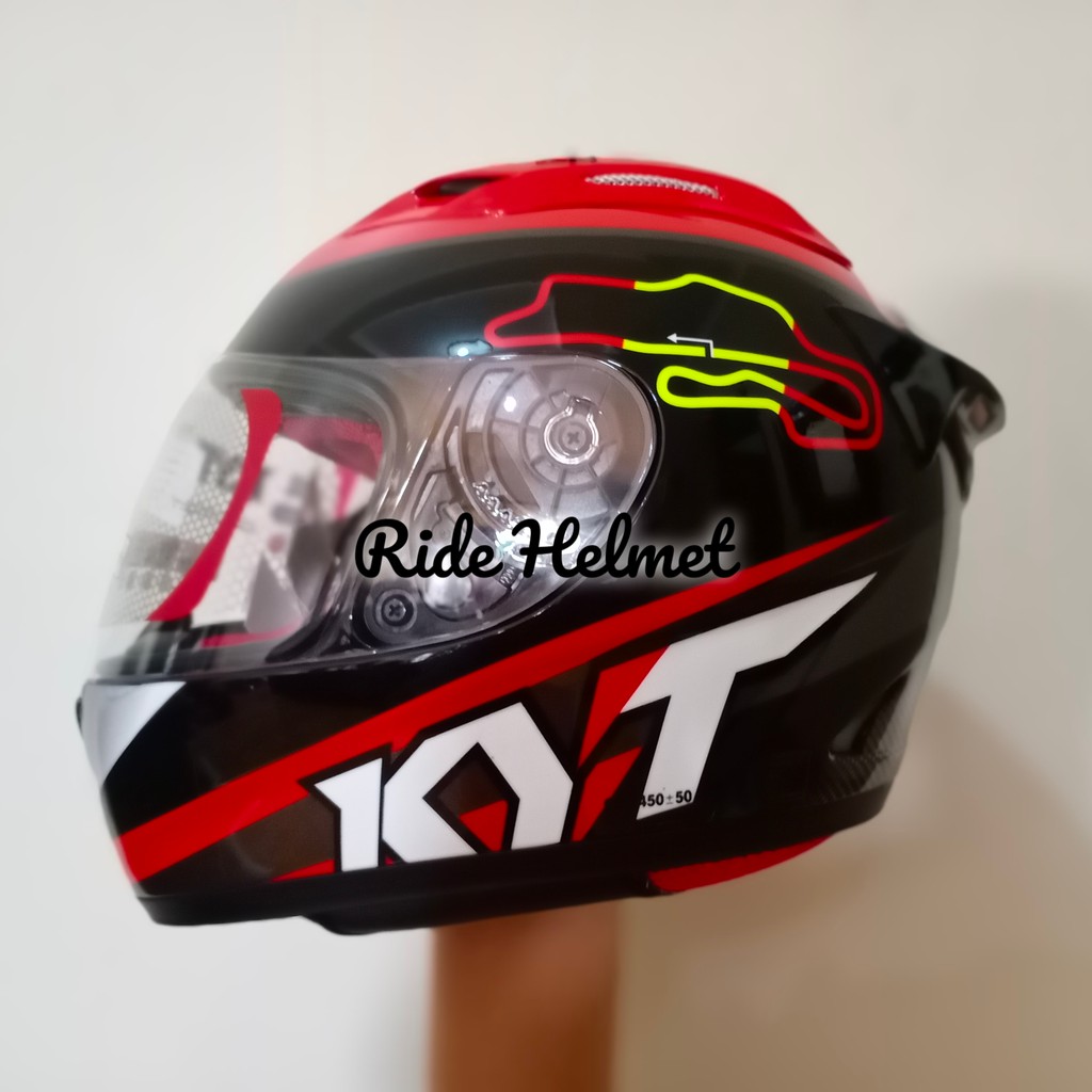 Helm Full Face KYT RC7 Seven Motif Seri 15 Spain Black Red New Original Merah Hitam Motor Touring