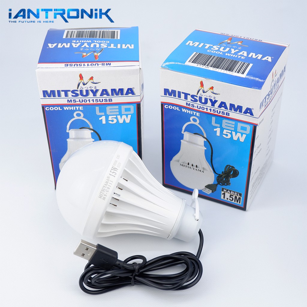 Bohlam USB 15 Watt LED Lampu Emergency Lamp / Kabel 1.5 Meter Mitsuyama