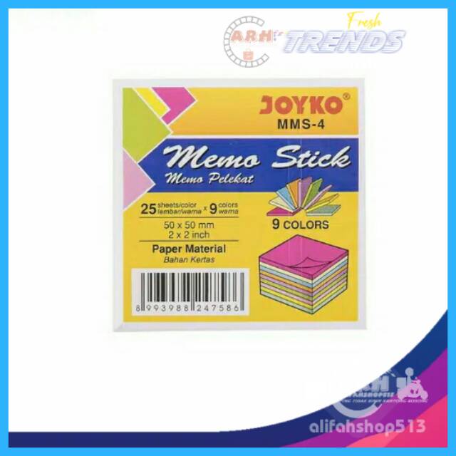 

Memo Stick Sticky Note Kertas Memo Memo Tempel Joyko MMS-4 Ready Murah Warna