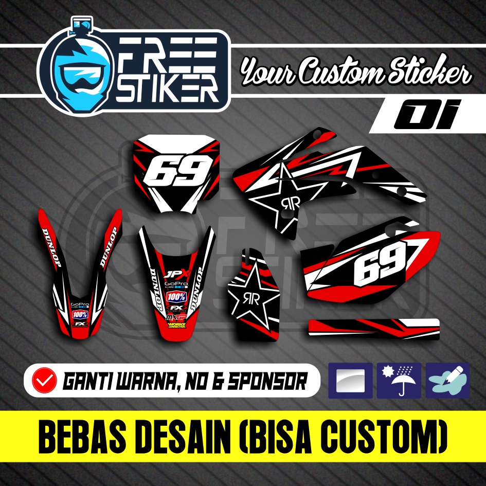 DECAL CRF 150 OLD RED WHITE SIMPLE MERAH