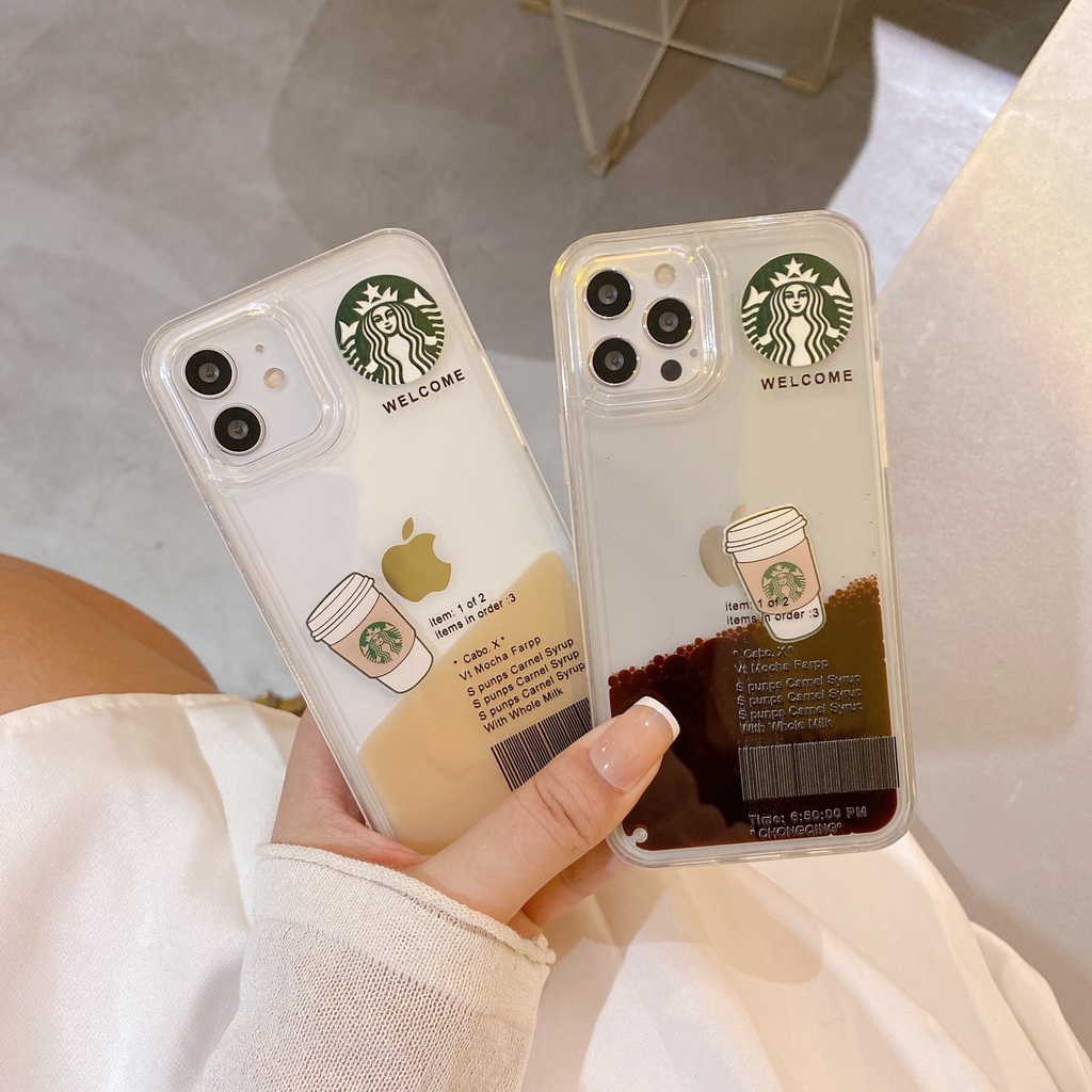 Creative Coffee Quicksand iPhone Case (Untuk Iphone 6 - iphone 13 Pro Max) Casing iPhone Populer