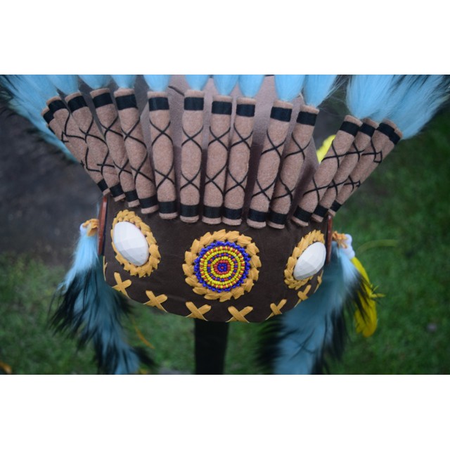 TOPI INDIAN - INDIAN HEADDRESS SMALL ANGSA MONTE KUNING KENING PERMATA