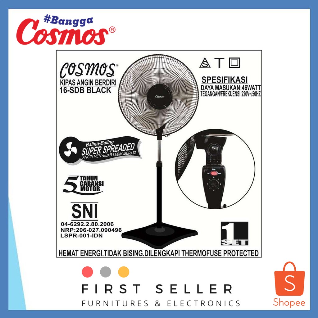 KIPAS ANGIN BERDIRI / STAND FAN COSMOS 16SDB / 16 XDC / 16-SDB/16 VIEN ( 16 INCH) ORIGINAL 100% TERMURAH !