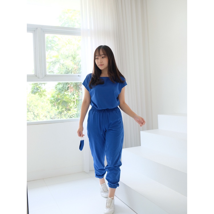 S-0130 Set Comfy & Sporty with Matching Mask-COBALT BLUE