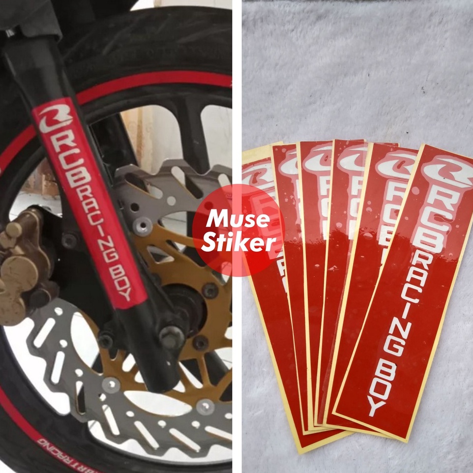Stiker Shock Motor RCB Racing Boys Shock Bottom Cutting Warna Merah Tulisan Keren Untuk Mempercantik
