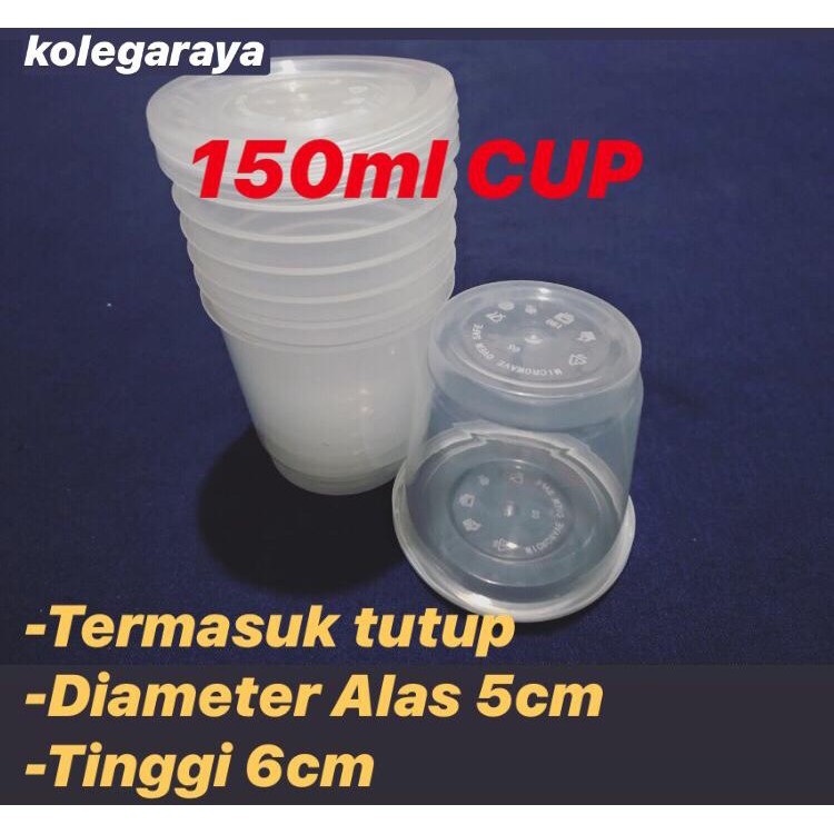 Gelas Thinwall Puding Cup Sambal Cup Jelly Cup OTG 150ML  Isi 25PCS Alas dan Tutup