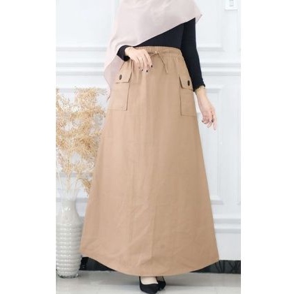 Rok Bahan Katun Cigaret Tebal Model A-line Polos Cargo