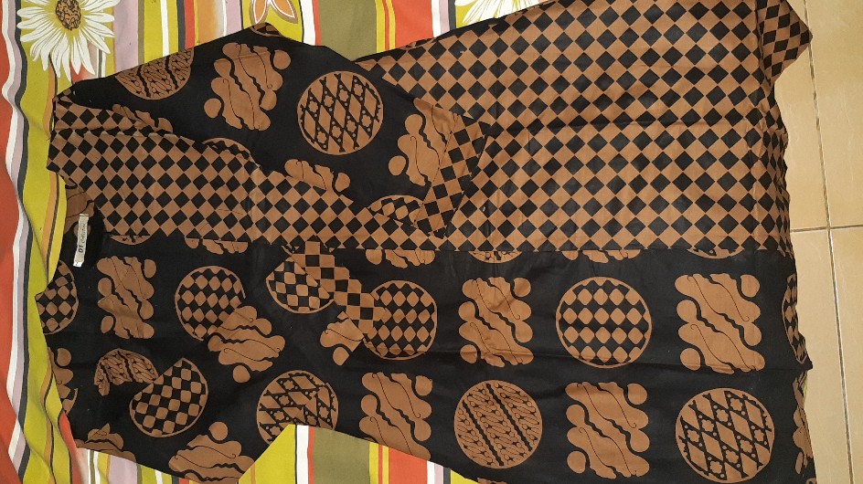 Cod - Seragam Kantor Tunik Batik Wanita / Cewek Pekalongan Motif Monocrome Coklat