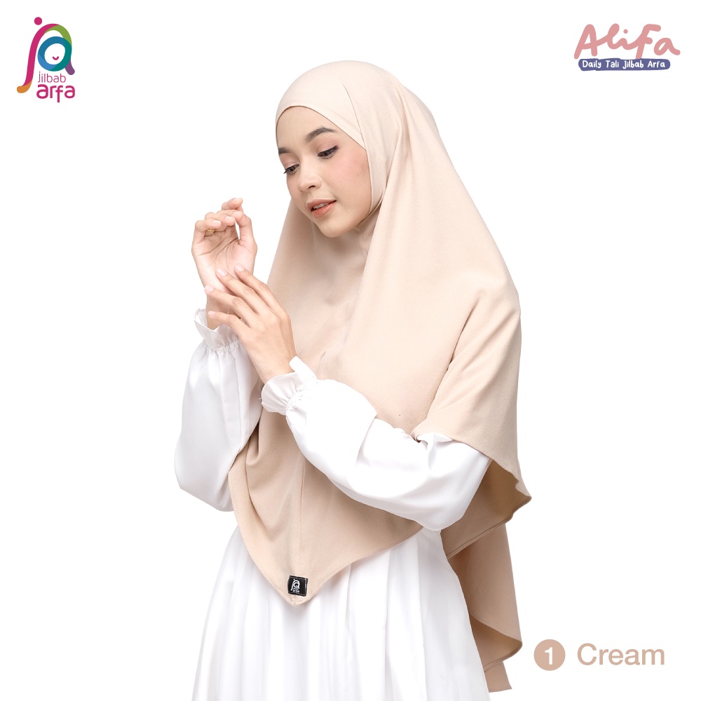 Jilbab Arfa Instan Alifa Cream - Bergo Maryam Tali Non Pet