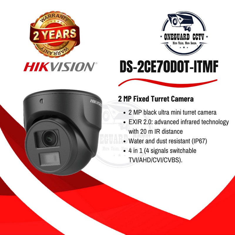 DS-2CE70D0T-ITMF HIKVISION CAMERA 2 MP TURRET