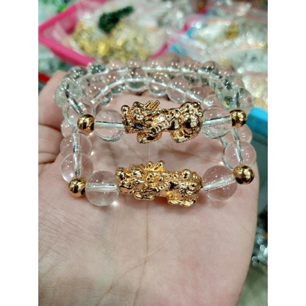 GELANG PIXIU BATU CRISTAL OBSIDIAN 10MM,GELANG PIXIU KEBERUNTUNGAN