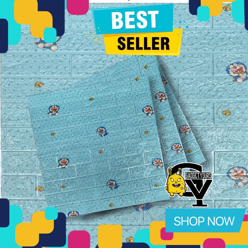 Sticker wallpaper dinding 3d foam Motif Batik Model rumah konsep industrial minimalis modern-DORAEMON TEBAL 5MM