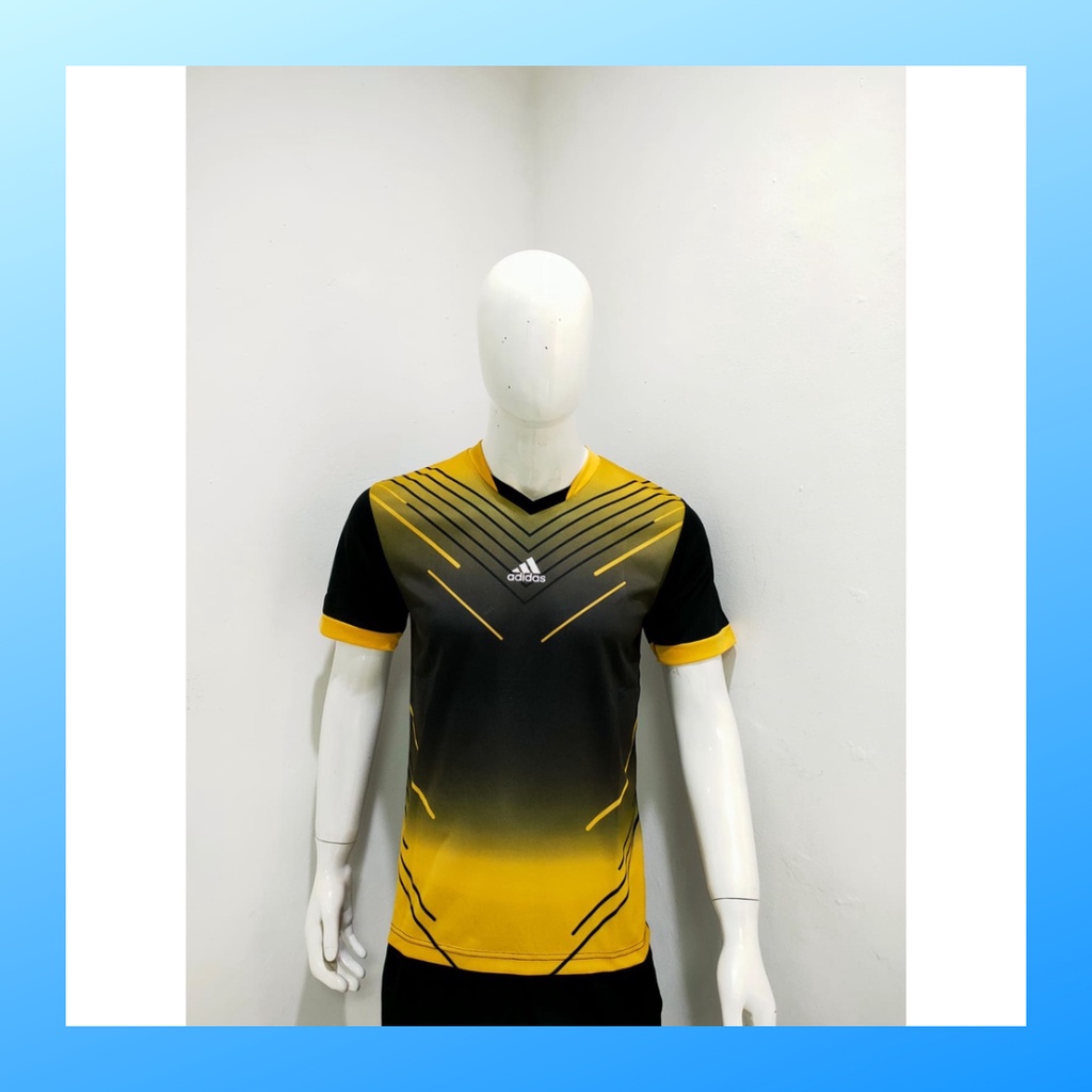 jersey futsal pria kaos sepak bola club baju atasan wanita dewasa t-shirt seragam custom jersy outfit klub olahraga gym kostum jogging jarsey soccer pakaian fitness oblong sports suit apparel AD168 gold