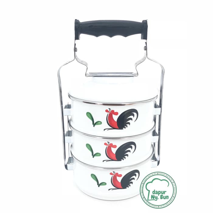 RANTANG ENAMEL SUSUN 3 AYAM JAGO SERI 2 / RANTANG MAKANAN