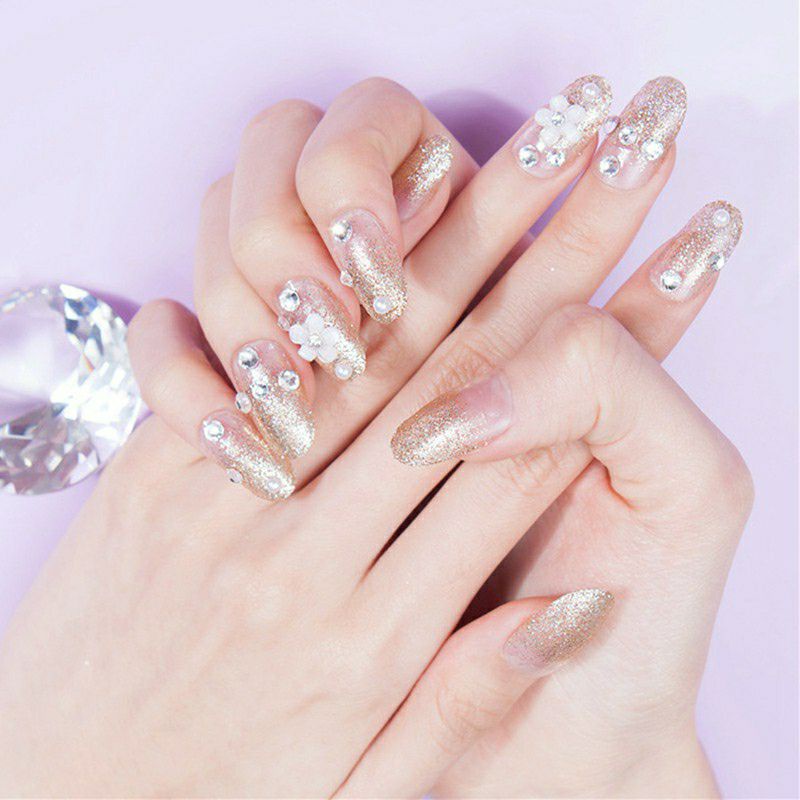 20 model kuku palsu 3d wedding fake nails bride 3d