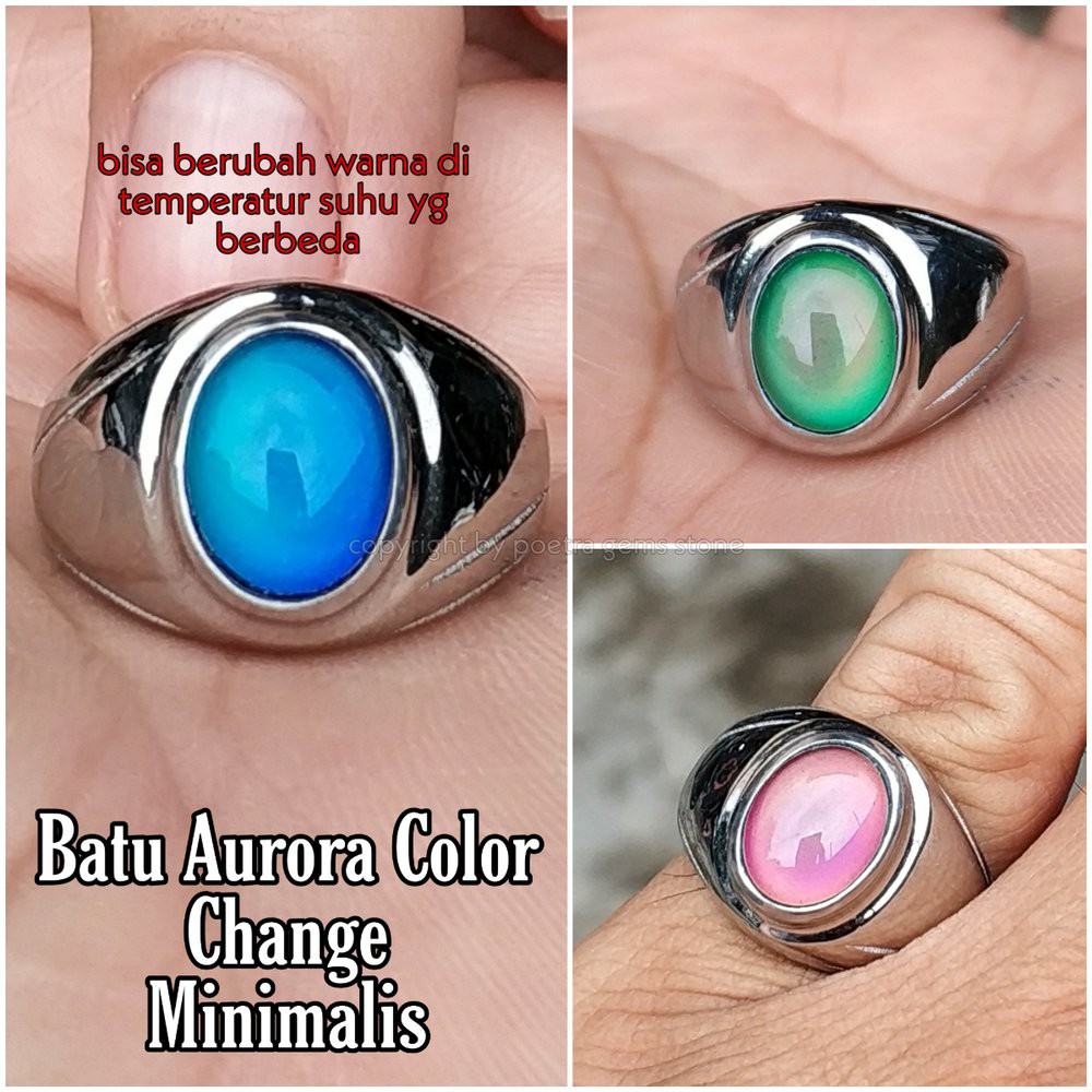 CINCIN BATU AKIK AURORA COLOR CHANGE BY TEMPERATUR MINIMALIS