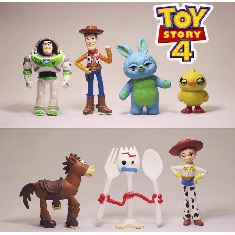 7pcs / Set Mainan Action Figure Toy Story 4 Woody Jessie Buzz Lightyear Bahan PVC Untuk Hadiah Anak