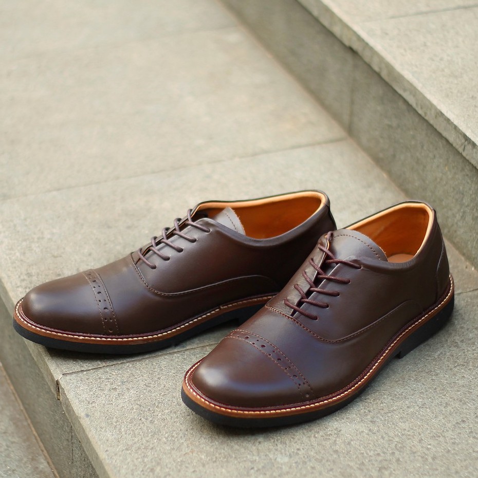 Jazz 0.2 Brown | Sepatu Kulit Vintage Klasik Pria Cowok Derby Formal Original Footwear | FORIND Reyl