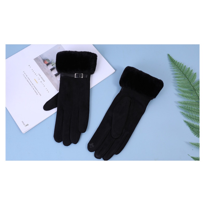 KN-29 sarung tangan bulu musim dingin wanita touch screen winter warm gloves suede velvet