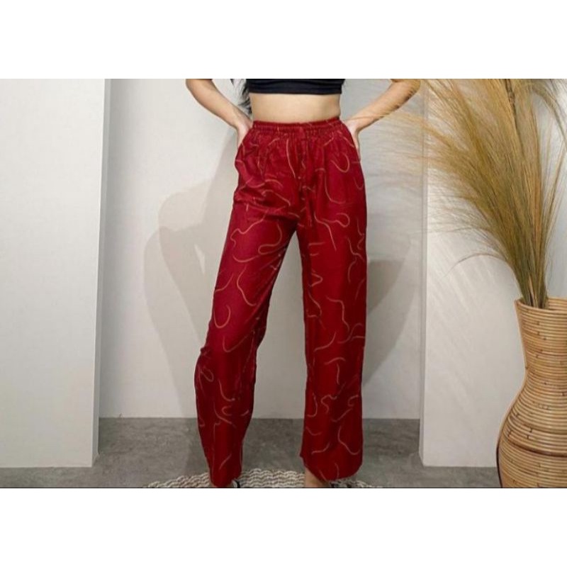 celana kulot rayon motif cacing asli bali