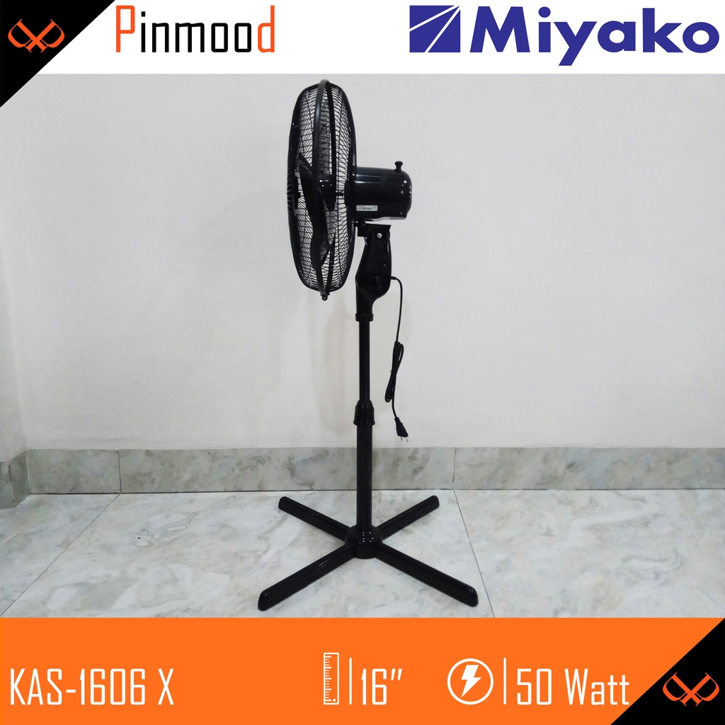 MIYAKO KAS-1606 X STAND FAN / KIPAS BERDIRI 16 INCH STANDFAN ANGIN KENCANG LOW WATT MURAH KAKI SILANG