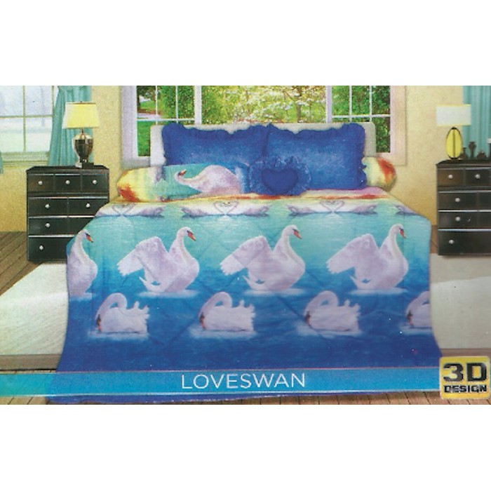 SPREI CALIFORNIA 180 B4 "LOVESWAN" 4 BANTAL 2 GULING