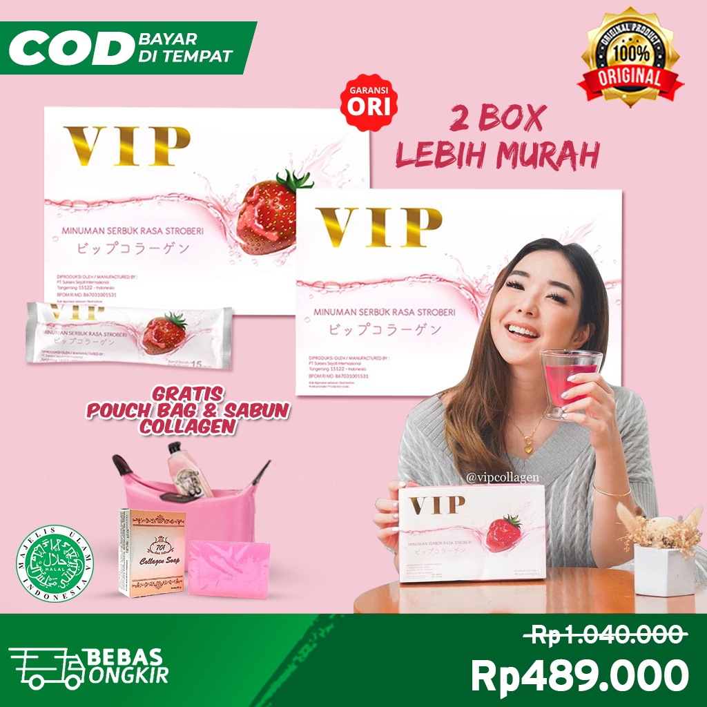 VIP Collagen Drink 2 BOX - 40 Sachet Collagen Suplemen Kecantikan Kolagen Minuman Perawatan Pemutih 