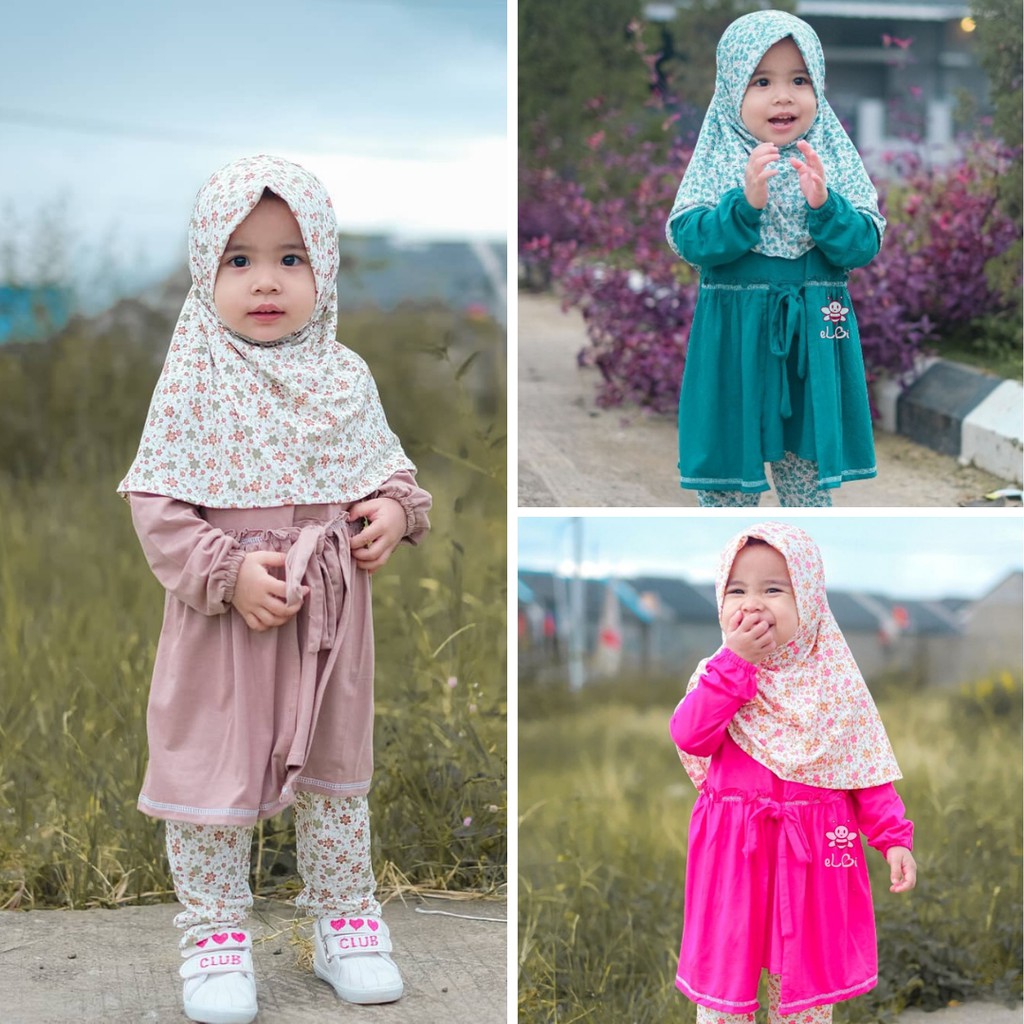 Setelan Baju Anak Perempuan - Gamis Kaos Anak Perempuan - Baju Muslim Anak Perempuan - Rayya