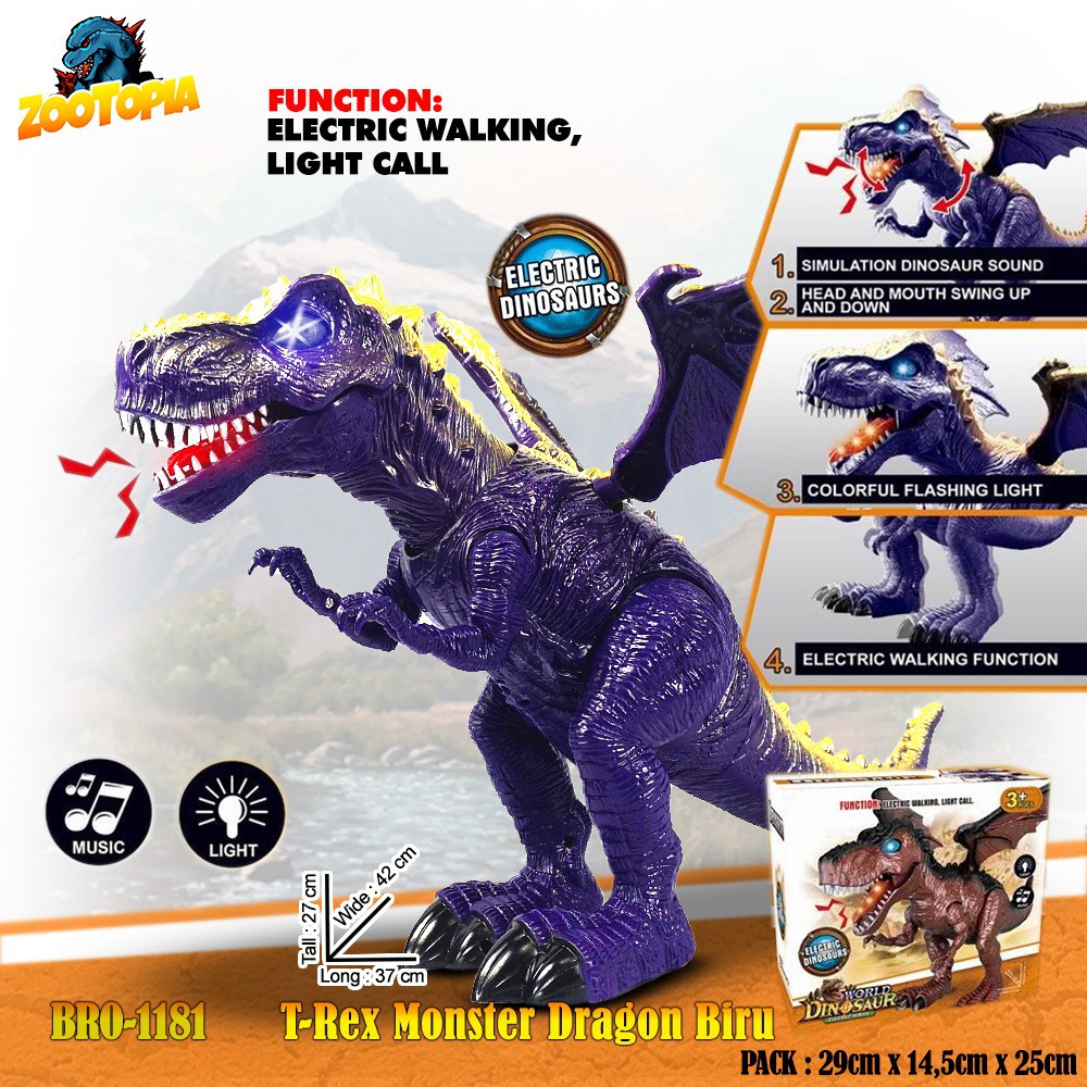 PROMO BRO1706 BRO1181  Trex Tyrannosaurus Dino Dinosaurus Hewan Baterai Mainan Anak Animal Safari ZOOTOPIA