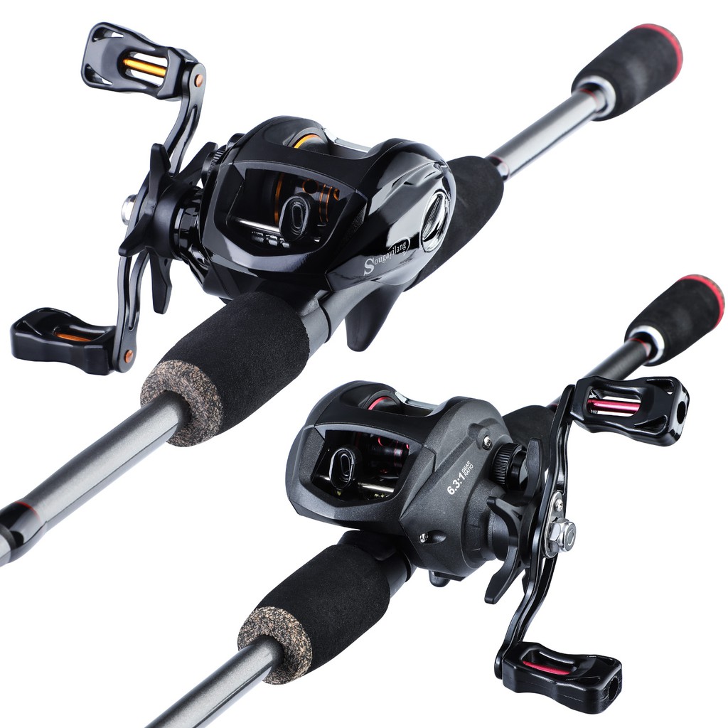 Sougayilang Pancing Set Lengkap Casting Rod dengan 12 + 1 Ball Bearing Baitcasting Reel Line Umpan Air Tawar/Air Asin pancingan set lengkap