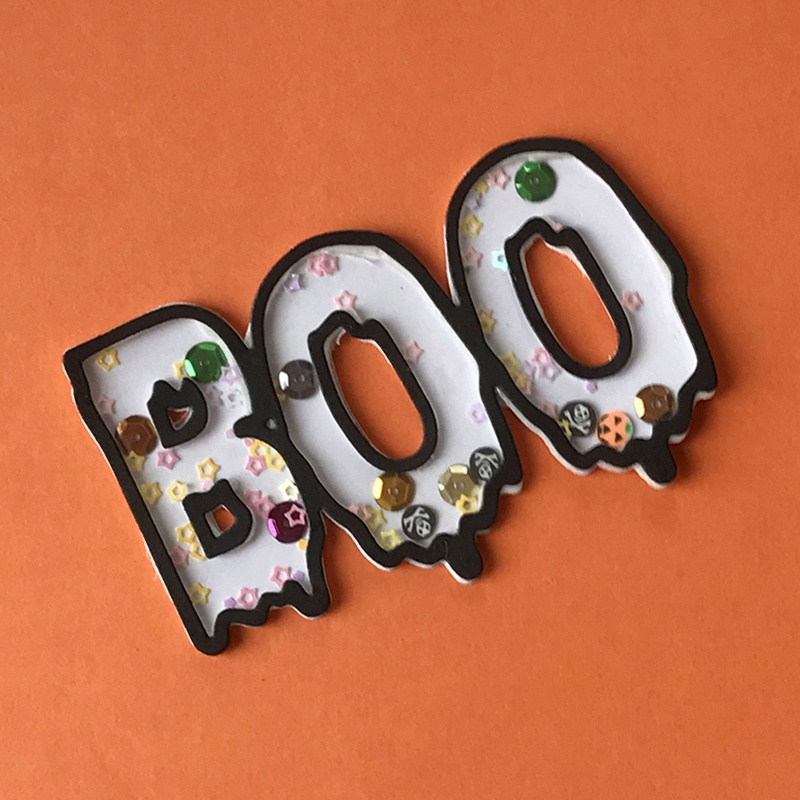 Zzz Cetakan Stensil Cutting Dies Motif BOO Halloween Bahan Metal Untuk Scrapbook / Craft Handmade