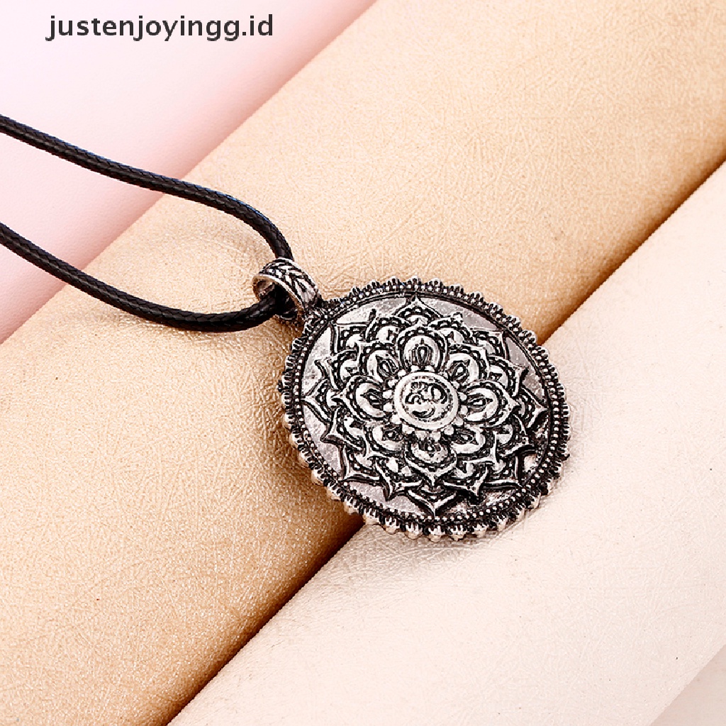 Kalung Liontin Jimat Meditasi Lotus Mandala Tibet Retro Untuk Yoga