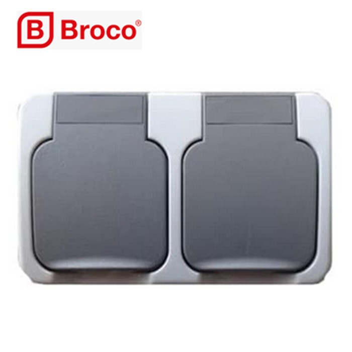 Atlantic Double Socket Outlet Outdoor BROCO Stop Kontak Tutup 2252