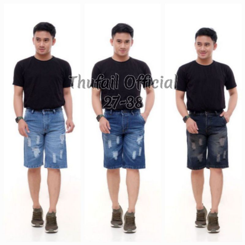 CELANA PENDEK JEANS SOBEK TALI KOLOR RAWIS/CELANA DISTRO PRIA RAWIS Celana jeans pria pendek sobek denim levis