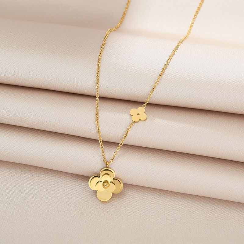 Kalung Titanium Bunga Daisy Anti Karatan Lapis Emas 24K