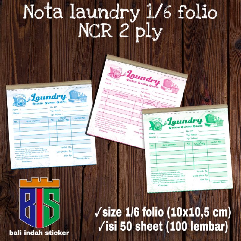 

NOTA LAUNDRY MINI 1/6 FOLIO NCR 2 PLY