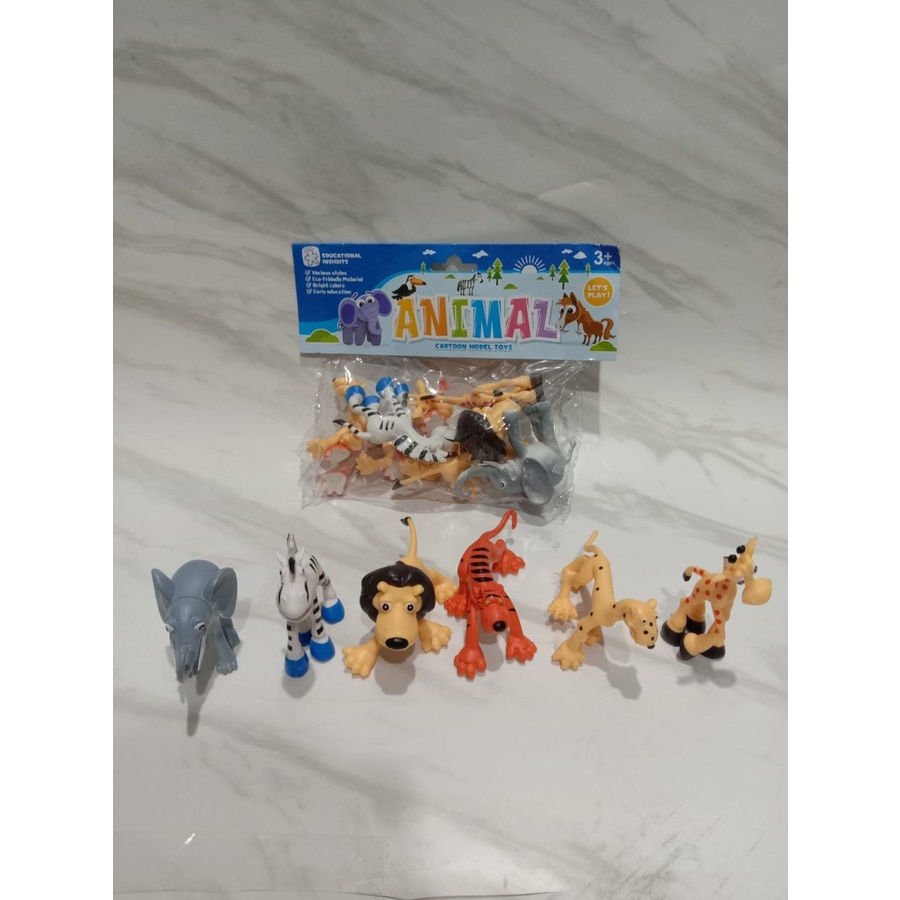 Mainan Miniatur Animal Cartoon Toy Set / Set Figure Kartoon Binatang