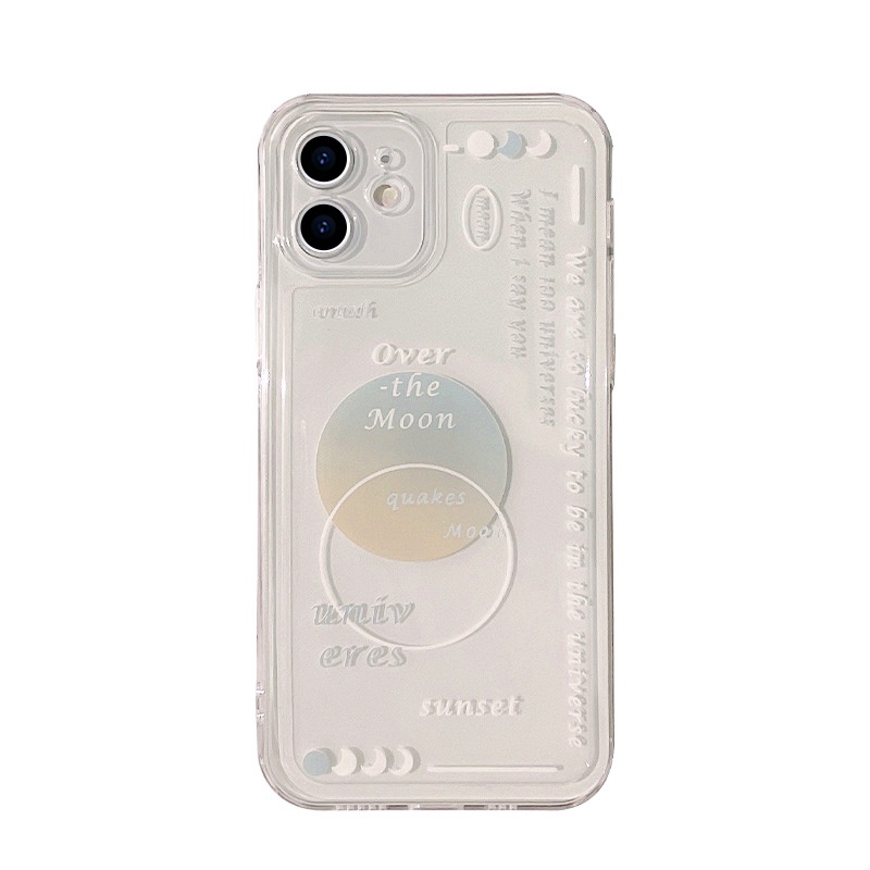 Soft Case Bening Motif Lukisan Bulan Untuk iPhone 13 Pro Max 12 11 Xr Xs 7 8 Plus 6 6S Plus