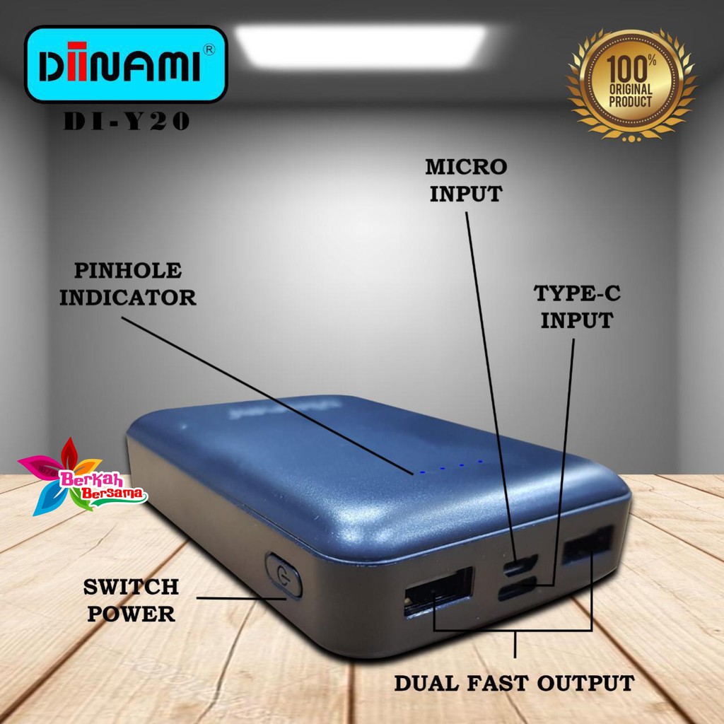 BM084 Powerbank diinami DI-Y20 real 8000mah led dual usb quick charge Fast Charging BB1476