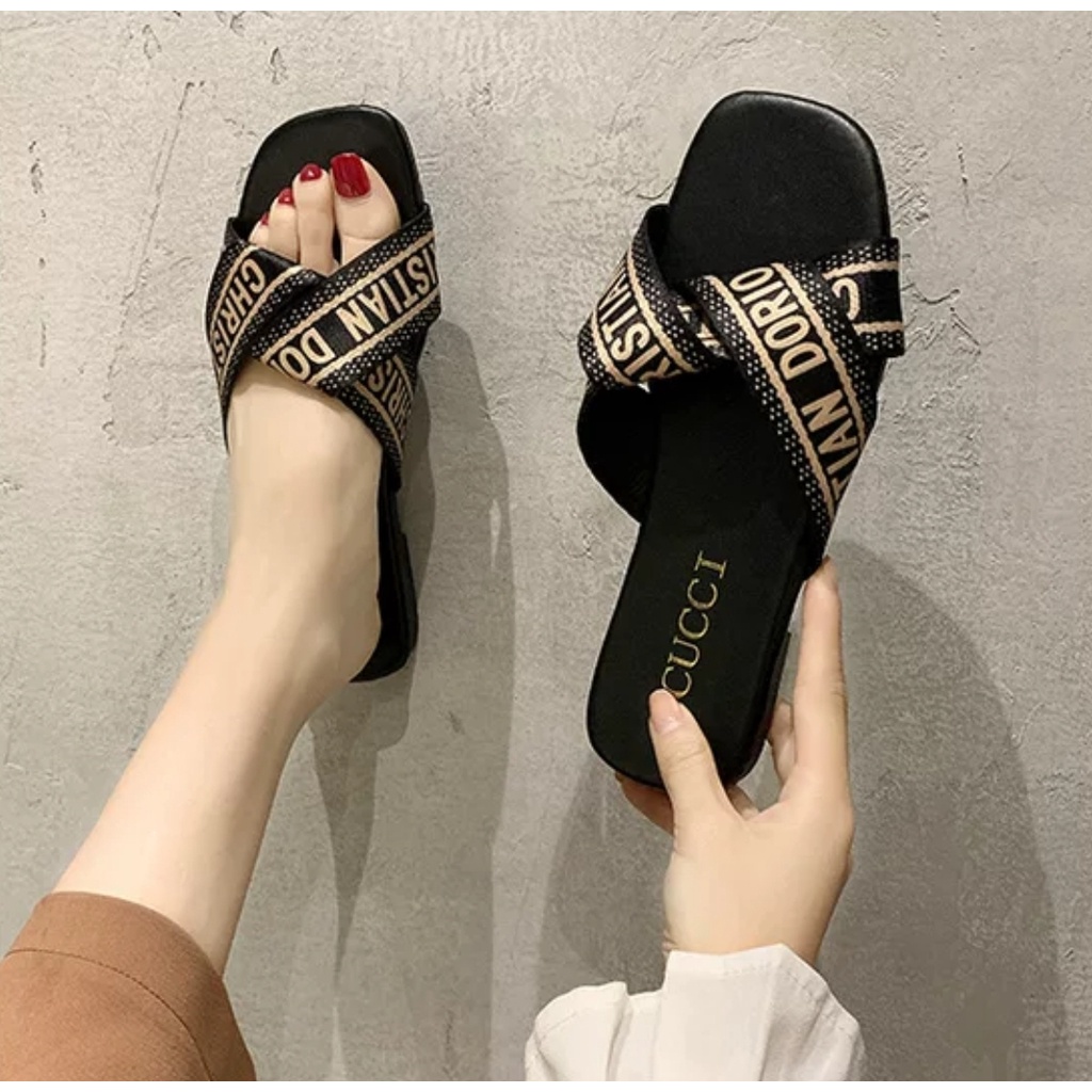 SS2232 sandal wanita import murah sendal slop selop terbaru flip flop kekinian