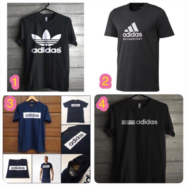  Kaos  T Shirt Adidas  Custom Cotton Combed 30s Shopee 