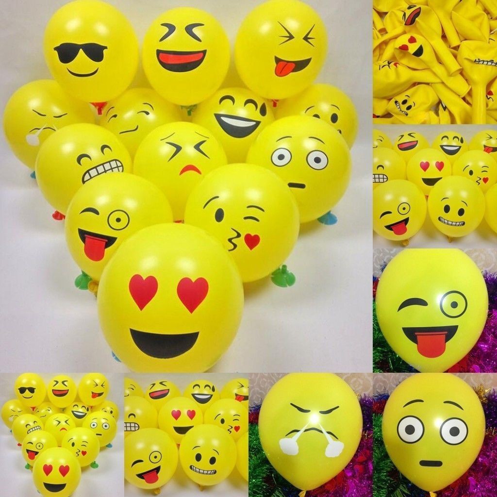 10Pcs Balon Latex Motif Emoji Smiley Face untuk Dekorasi Pesta Ulang Tahun / Pernikahan 12inch